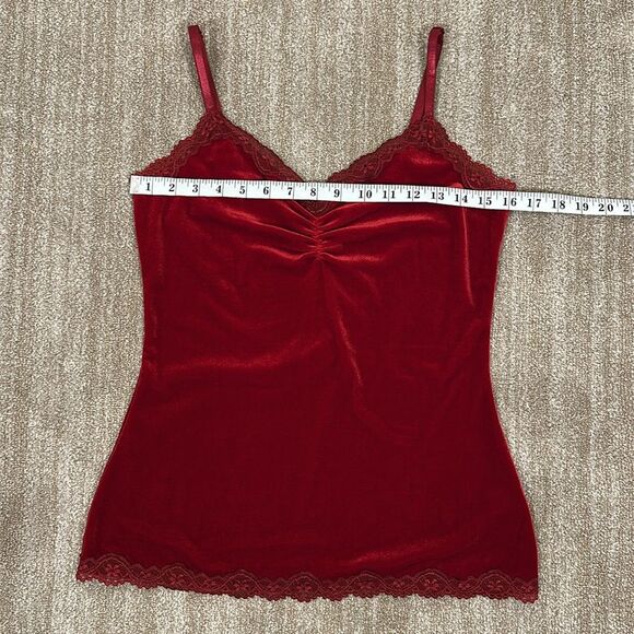 Apt. 9 Stretch Red Velvet Lace Y2K Cami Adjustable Straps Women Size Medium - Picture 3 of 7